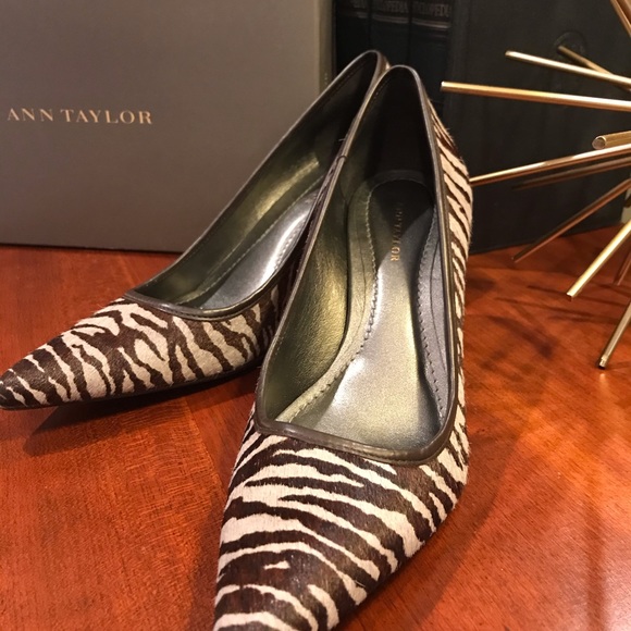 Ann Taylor Shoes - Ann Taylor Reina Brown/Grey Haircalf heels